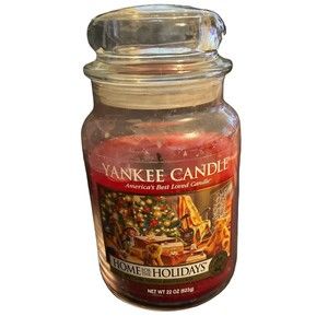 Yankee Candle HOME FOR THE HOLIDAYS Large Jar 22 Oz Red Partial Christmas
